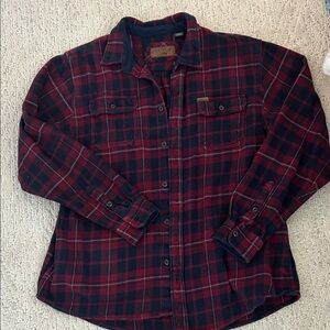 Orvis Men’s Red and Blue Plaid Button-Up Shirt